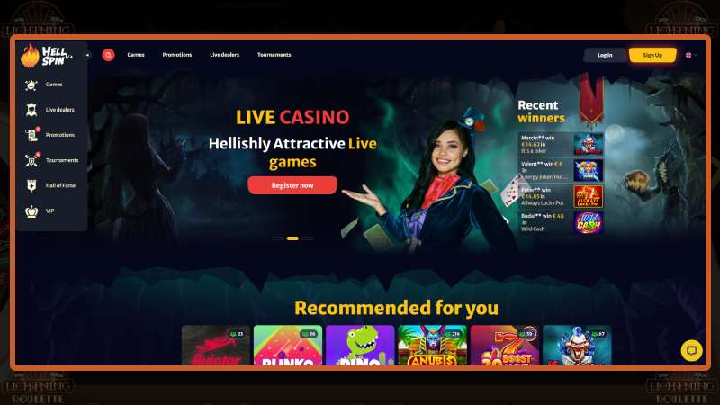 Inscrivez-vous au casino Hell Spin et jouez à la roulette Lightning